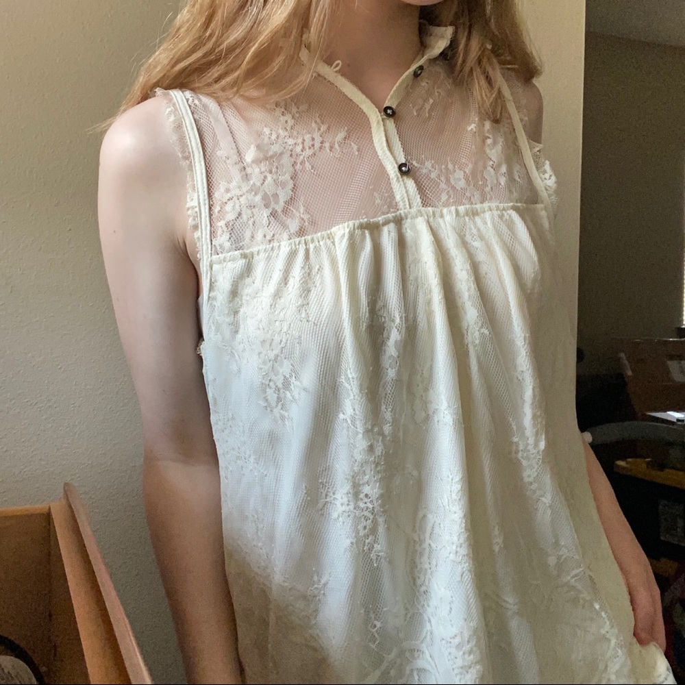 Xhilaration natural lace high neck tank